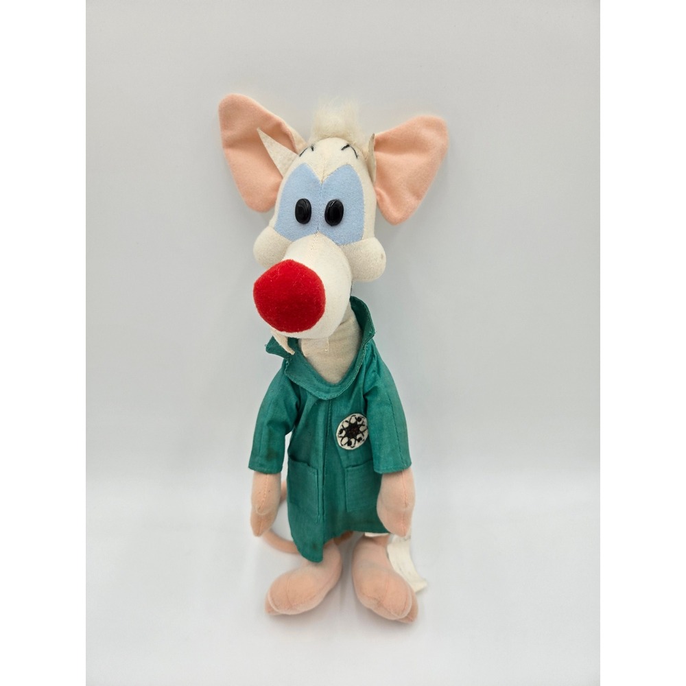 Pinky and the Brain Pinky Plush Mouse‎ in Green Lab Coat Animaniacs Warner Bros